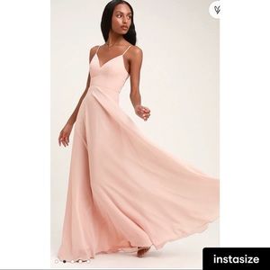 Lulu’s Blush Pink Lace Button Back Bridesmaid Dress Size Small